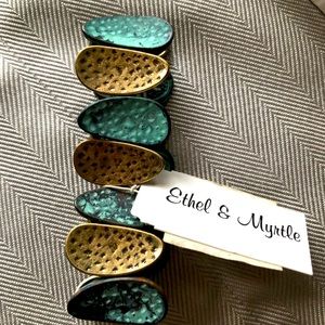 Ethel & Myrtle stretch gold and green patina bracelet. NWT - fits anyone